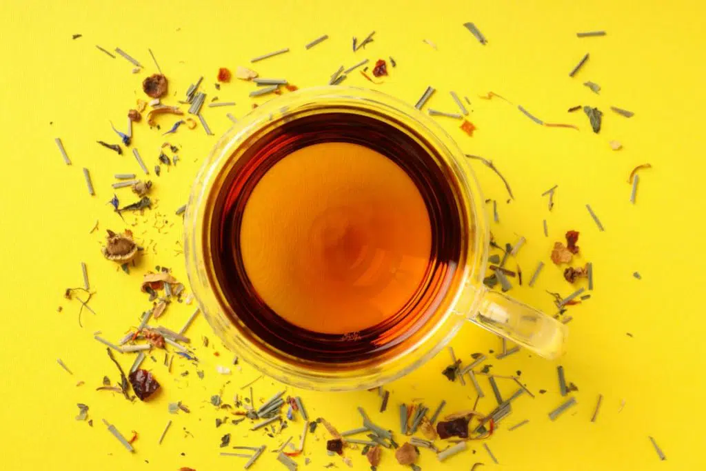 concept of hot drink with tea, close up