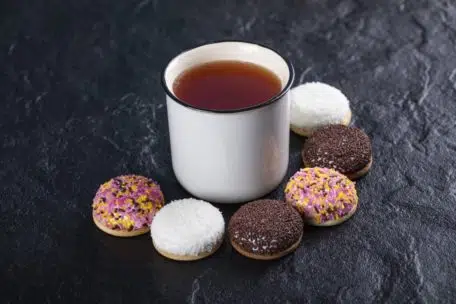marshmallow cookies and a cup of tea