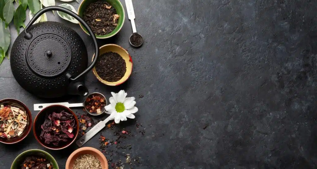 various dried tea and teapot 2022 03 16 22 11 17 utc